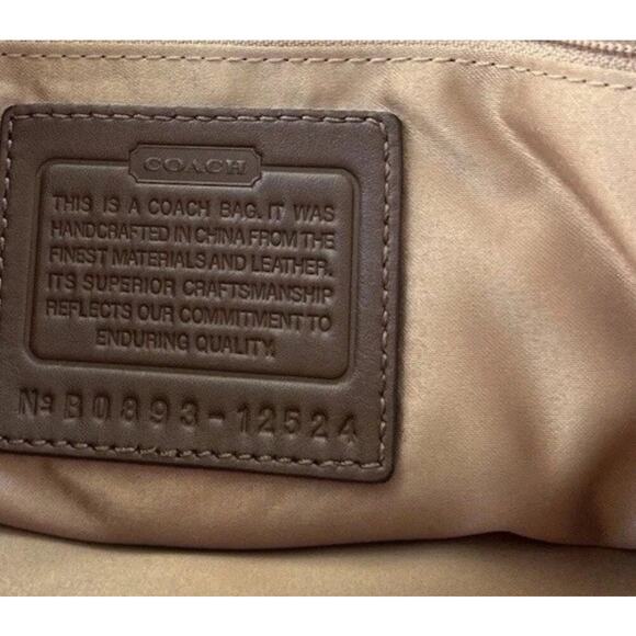 COACH KHAKI BROWN SIGNATURE PATCHWORK ZIP TURNLOCK TOTE BAG PURSE SATCHEL 12524 - Picture 5 of 10